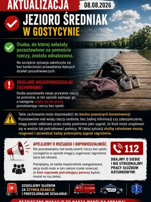 Ochotnicza Straż Pożarna w Gostycynie apeluje: nie zostawiaj rzeczy bez opieki nad wodą