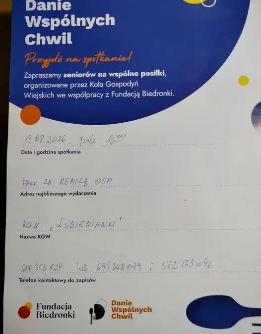 Danie Wspólnych Chwil – Fundacja Biedronki zaprasza seniorów na wspólne posiłki