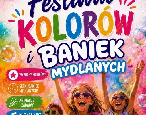 Festiwal Kolorów i Baniek Mydlanych w Raciążu – kolorowa zabawa na Stadionie Leśnym