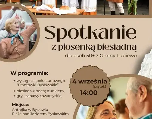 Spotkanie z piosenką biesiadną w Bysławiu – seniorzy z gminy Lubiewo zapraszają