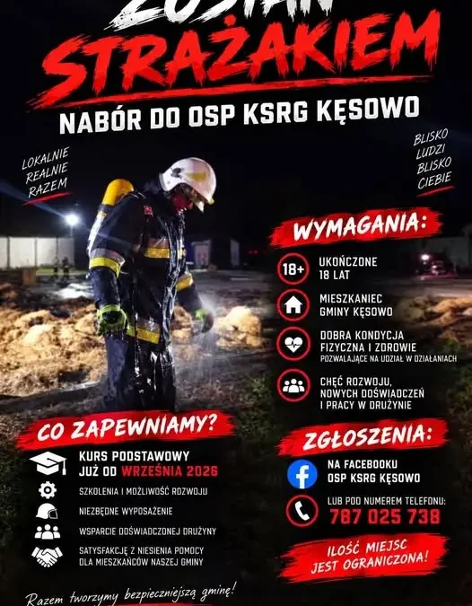 OSP KSRG Kęsowo otwiera nabór na strażaków w 2026 roku