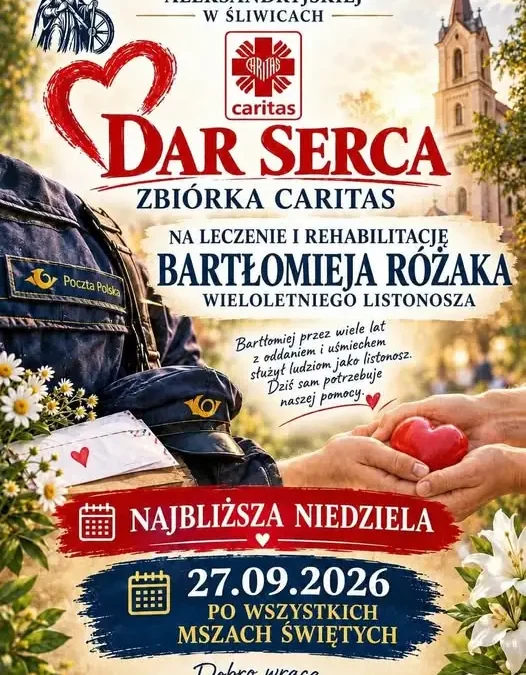 Zbiórka Caritas DAR SERCA w Śliwicach – pomóż w leczeniu i rehabilitacji Bartłomieja Rozaka