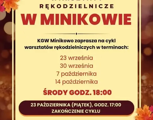 Warsztaty rękodzielnicze w Minikowie – start już 23 września