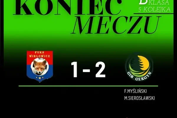 B Klasa: Cis Cekcyn wygrywa na wyjeździe z Fuksem 2:1