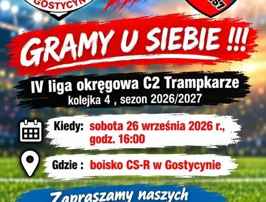 Trampkarze GKS Myśliwiec Gostycyn zagrają u siebie w sobotę 26 września