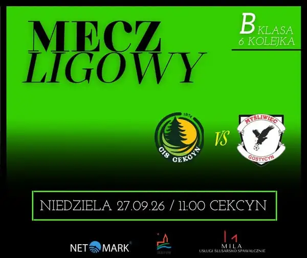 Derby Powiatu Tucholskiego: Cis Cekcyn zmierzy się z Myśliwcem Gostycyn