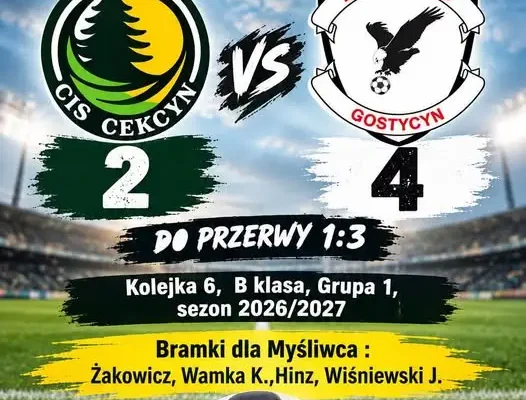 GKS Myśliwiec Gostycyn wygrywa na wyjeździe z GLKS Cis Cekcyn 4:2