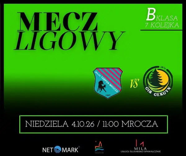 GLKS Cis Cekcyn zagra na wyjeździe z Tarpanem Mrocza w 7. kolejce B-klasy