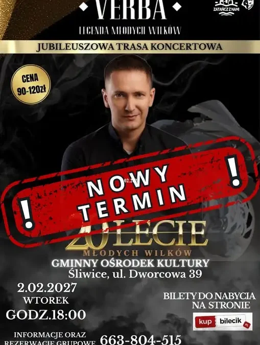 Koncert zespołu Verba w Śliwicach przełożony na 2 lutego 2027