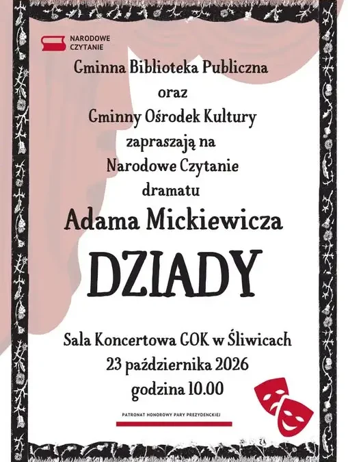 Narodowe Czytanie „Dziadów” w Śliwicach – 23 października