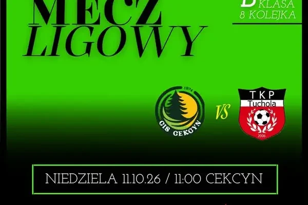 Derby B-klasy w Cekcynie: GLKS Cis Cekcyn podejmuje TKP Tuchola