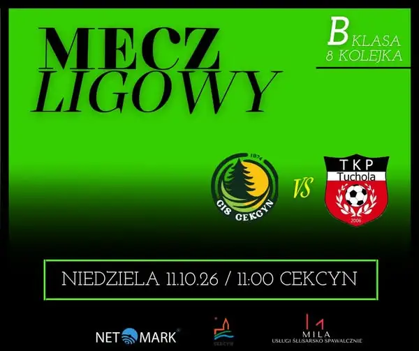 Derby B-klasy w Cekcynie: GLKS Cis Cekcyn podejmuje TKP Tuchola