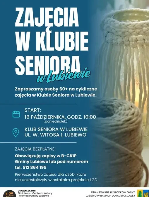Klub Seniora w Lubiewie wznawia zajęcia – start już 19 października