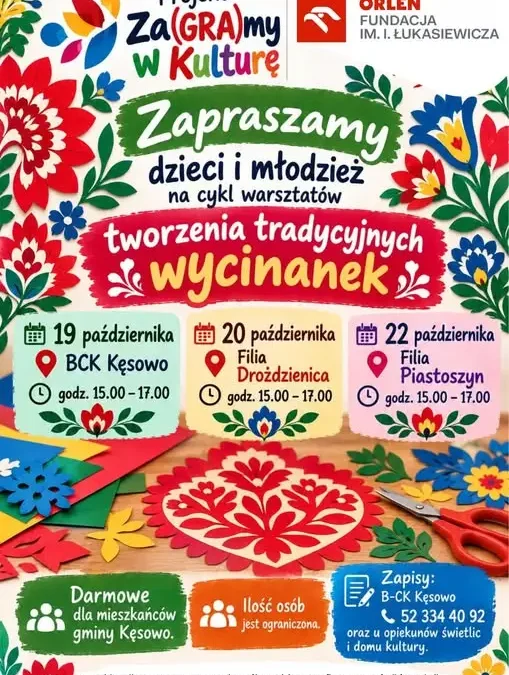 Warsztaty wycinanek ludowych w gminie Kęsowo – zapisy trwają